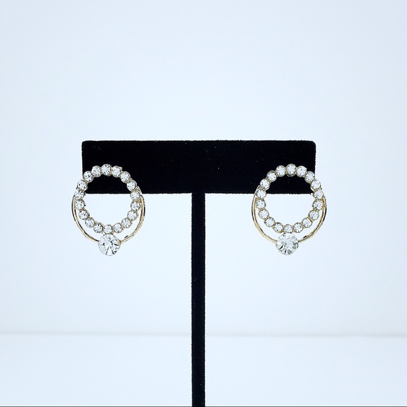 🔴SOLD Rhinestone Rose Gold Tone Dangle Earrings - Picture 6 of 6